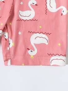 Toddler Girls Cartoon & Slogan Graphic Snug Fit PJ Set - Pink - View 5