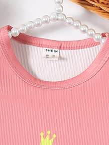 Toddler Girls Cartoon & Slogan Graphic Snug Fit PJ Set - Pink - View 4