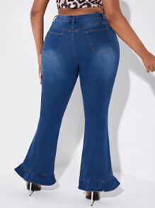 SHEIN Jeans de pierna amplia bajo con fruncido