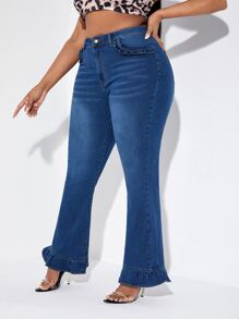 SHEIN Jeans de pierna amplia bajo con fruncido