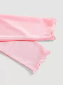 SHEIN MOD Top rosa in rete con bordo a lattuga