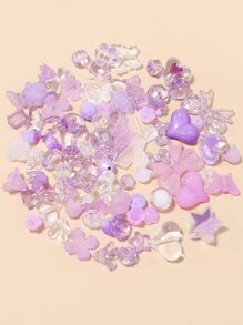 1pack Star & Bow Design DIY Acrylic Beads - Purple - View 2