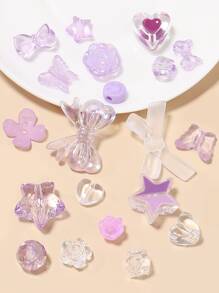 1pack Star & Bow Design DIY Acrylic Beads - Purple - View 3
