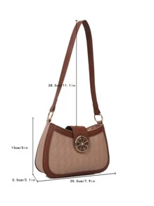 幾何浮雕金屬和水鑽裝飾撞色滾邊流浪包 - 彩色 - 查看 3