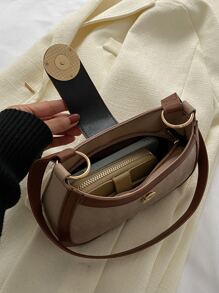 幾何浮雕金屬和水鑽裝飾撞色滾邊流浪包 - 彩色 - 查看 4