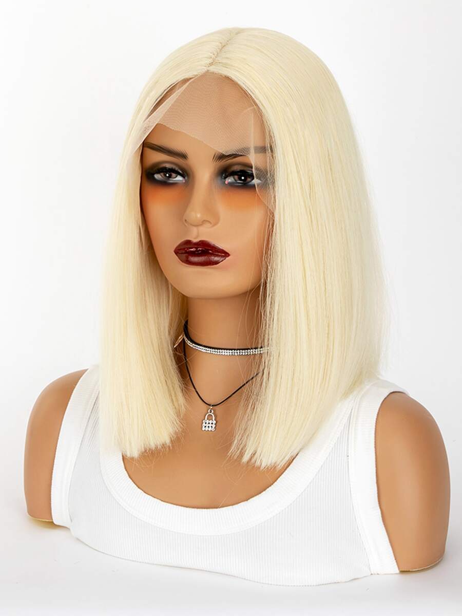 T-Part ren phía trước tóc giả tổng hợp ngắn thẳng - Màu be - Xem 1