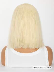 T-Part ren phía trước tóc giả tổng hợp ngắn thẳng - Màu be - Xem 2