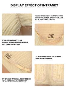 T-Part ren phía trước tóc giả tổng hợp ngắn thẳng - Màu be - Xem 5