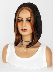 Ren phía trước hai tông màu tóc giả sợi tổng hợp ngắn thẳng - Nhiều màu - Xem 1