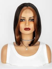 Ren phía trước hai tông màu tóc giả sợi tổng hợp ngắn thẳng - Nhiều màu - Xem 4