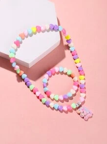 2pcs/set Cute Heart & Unicorn Decor Jewelry Set For Toddler Girls For Daily Decoration