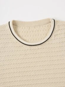 Manfinity Hombres Top de punto ribete de rayas - Albaricoque - Ver 5