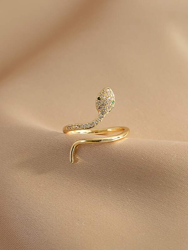 Rhinestone Decor Snake Design Ring