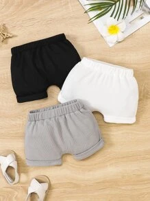 Baby Boy 3pcs Solid Elastic Waist Shorts - Multicolor - View 2