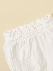 SHEIN 寶寶女孩荷葉邊纸袋腰短褲 - 白色 - 查看 3