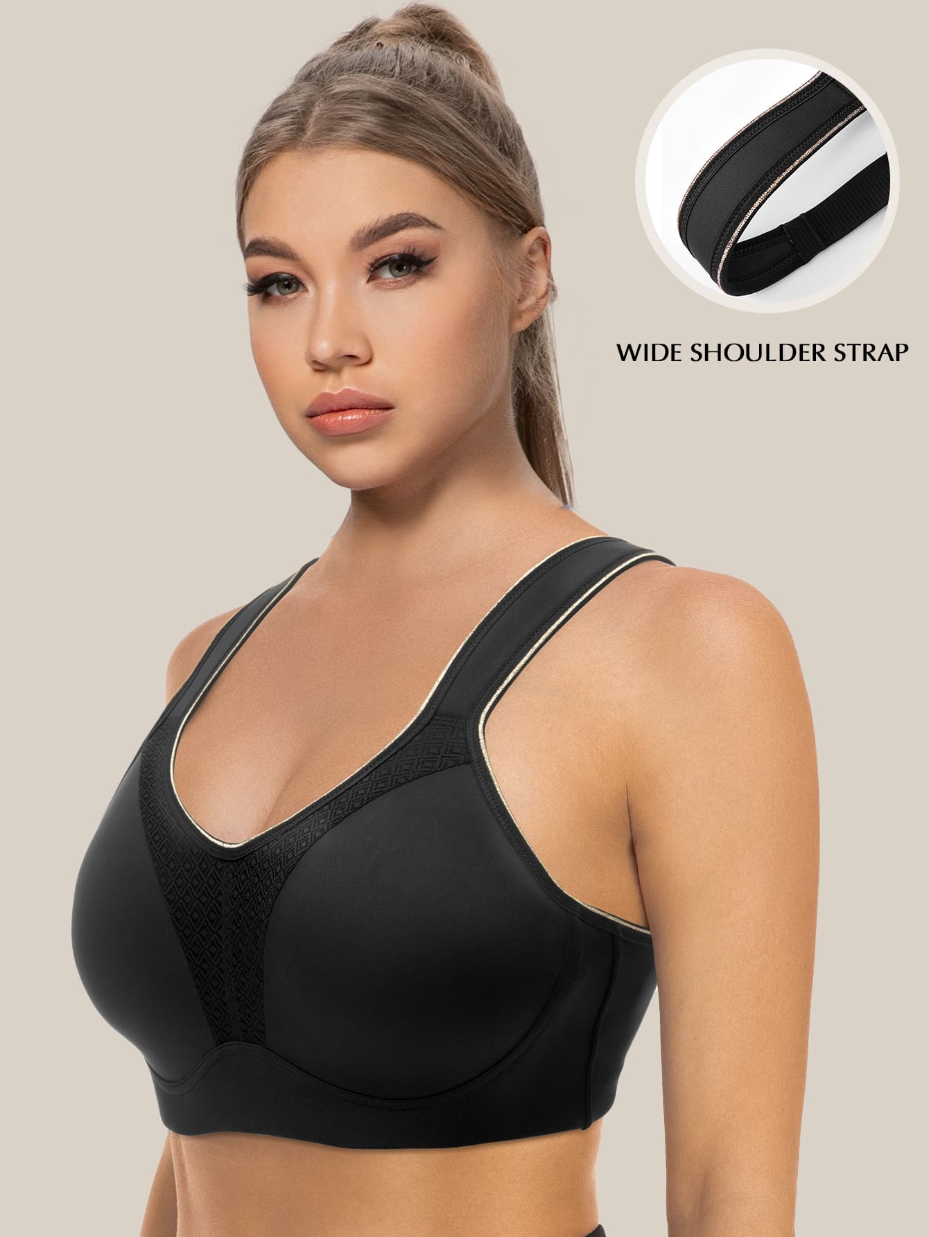 WINGSLOVE High Support Breathable Softness Sports Bra - Black - View 1