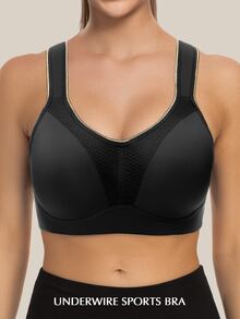 WINGSLOVE High Support Breathable Softness Sports Bra - Black - View 6
