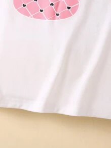 小女童卡通圖案T恤洋裝 - 白色 - 查看 3
