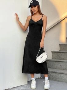 SHEIN EZwear Solid Adjustable Strap Cami Dress