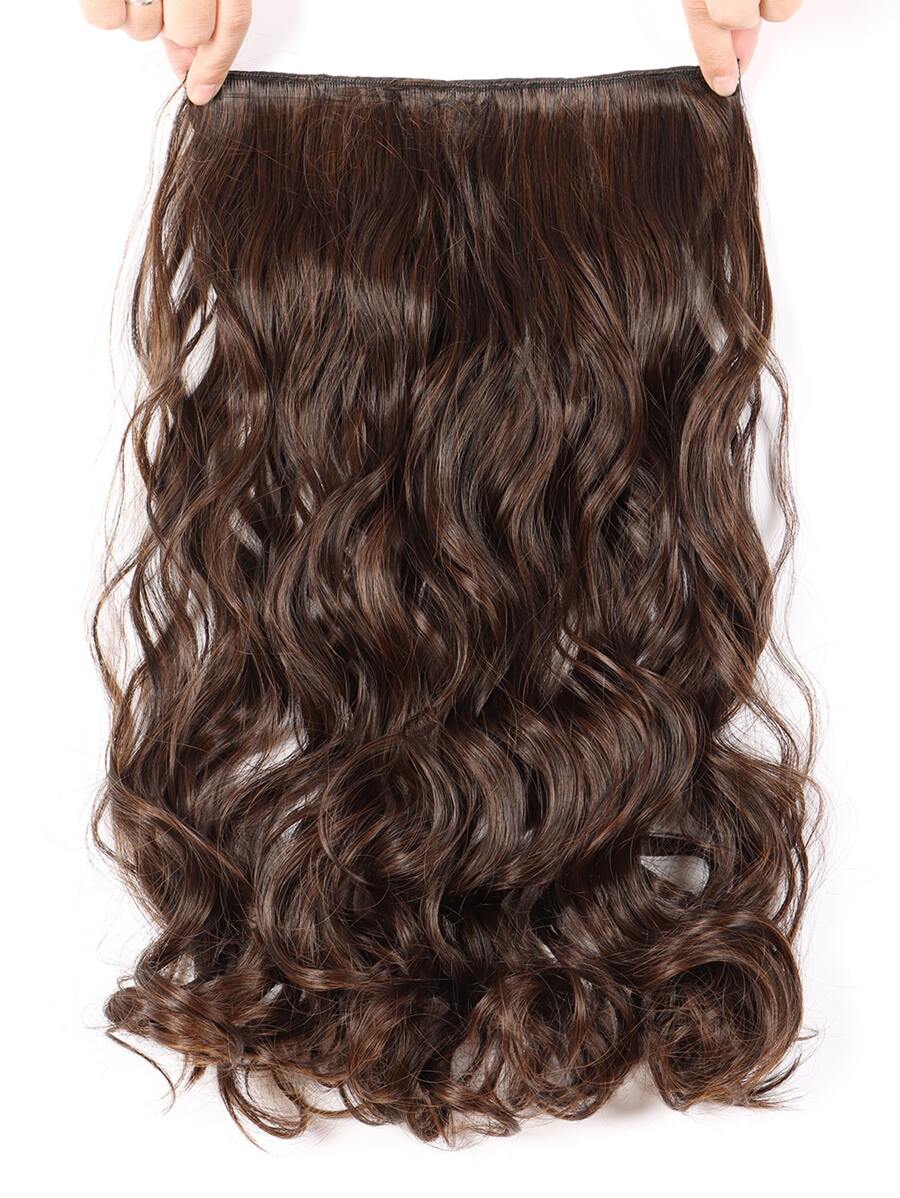Clip In Long Curly Synthetic Hair Extension - Light Brown - View 1