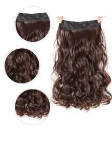 Clip In Long Curly Synthetic Hair Extension - Light Brown - View 4