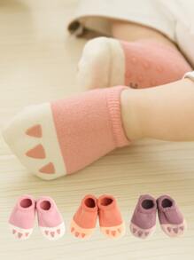 3雙嬰兒爪圖案襪子 - 彩色 - 查看 1