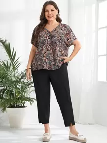 Rosumi Plus Split Hem Carrot Pants,Spring/Summer/Vacation