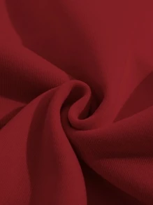 SHEIN EZwear Letter & Floral Print Drawstring Thermal Lined Hoodie - Red - View 3