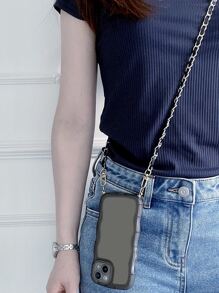 带手机吊饰的透明手机壳，配有链式挂绳 - 黑色 - 查看 3