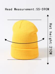 極簡實心針織無檔小便帽，適用於冬季日常穿著，適合送給朋友的休閒禮物 - 黃色 - 查看 3