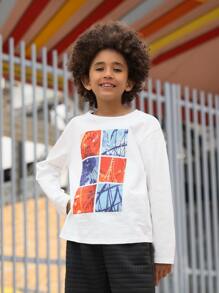 SHEIN Boys Playground Print Tee - White - View 1