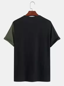 Manfinity Homme Tops Nam Khối Màu Lá thư Giải trí - màu đen - Xem 2