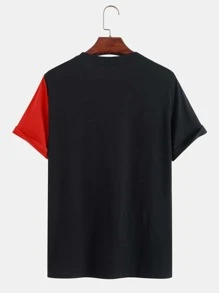 Manfinity Homme Men Letter Graphic Colorblock Tee - Black - View 2