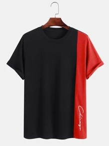 Manfinity Homme Men Letter Graphic Colorblock Tee - Black - View 3