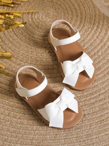 Girls Bow Decor Ankle Strap Sandals - White - View 1