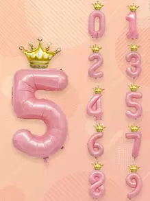 2個/套糖果粉紅數位&皇冠氣球 - 彩色 - 查看 1