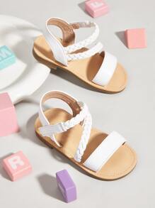 Sandale cu curea la gleznă cu detaliu împletit pentru fete