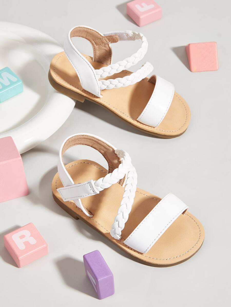 Sandale cu curea la gleznă cu detaliu împletit pentru fete