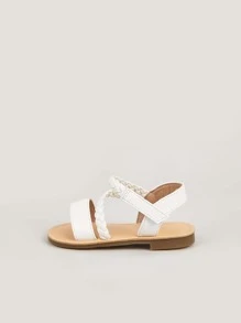 Sandale cu curea la gleznă cu detaliu împletit pentru fete