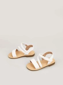 Sandale cu curea la gleznă cu detaliu împletit pentru fete