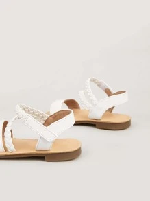Sandale cu curea la gleznă cu detaliu împletit pentru fete