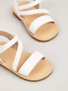 Sandale cu curea la gleznă cu detaliu împletit pentru fete