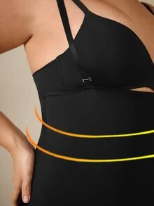 Body modelador de talla grande liso - Negro - Ver 3