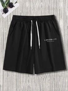 Manfinity Homme 男士花卉圖案和日文字元圖案T恤和腰部抽繩短褲 - 彩色 - 查看 4