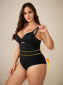 Body modelador de talla grande liso - Negro - Ver 5