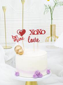 4pcs Valentine's Day Heart & Letter Shaped Cake Topper - Multicolor - View 2