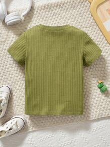 Toddler Boys Slogan Patched Detail Tee - Olive Green - View 2