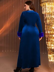 Modelyn Vestido de peluche puño franela - Azul Marino - Ver 2