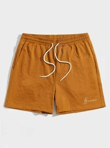 Manfinity Men Letter Graphic Drawstring Waist Shorts - Ginger - View 5