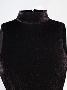 SHEIN BAE Tied Backless Glitter Crop Top - Chocolate Brown - View 6